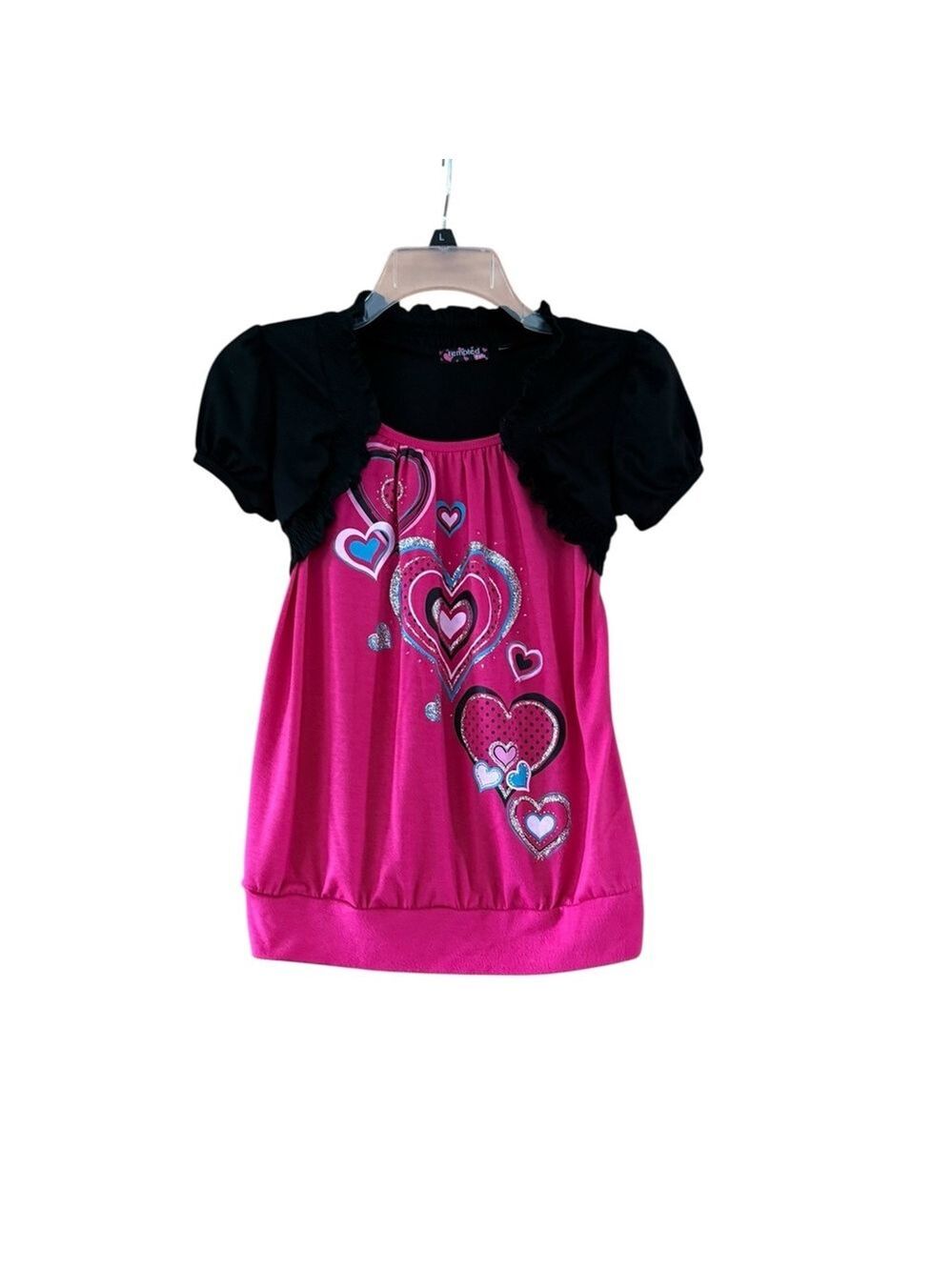 Tempted Kids Tee Pink and Black Heart